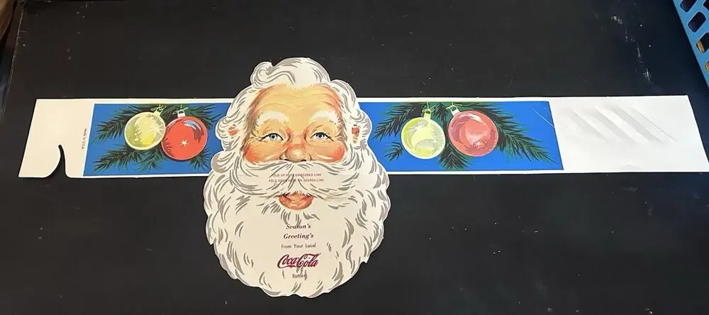 Vintage Coca Cola Santa Face Mask Christmas Advertising Cardboard Paper Mask USA
